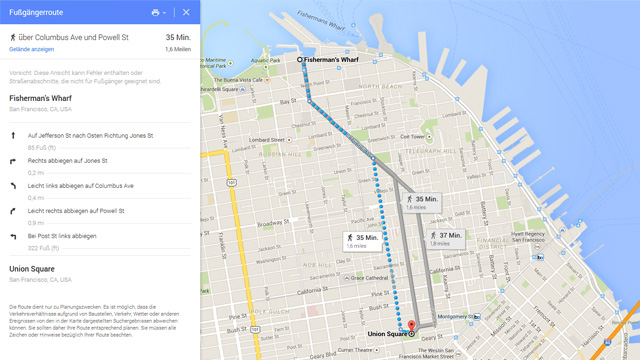 Routenplanung mit Google Maps