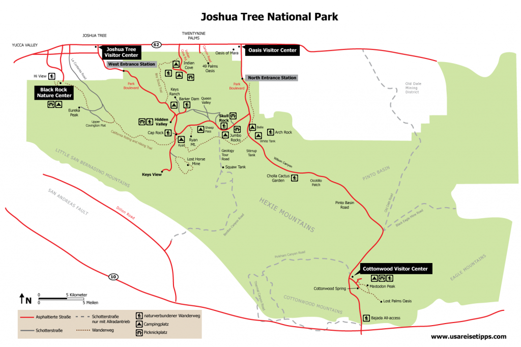 Joshua Tree National Park Karte: Trails, Viewpoints & Wanderwege