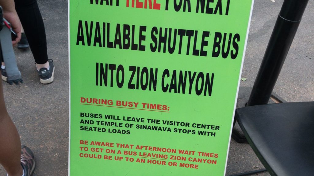 Wartezeiten für das Shuttle in Zion.